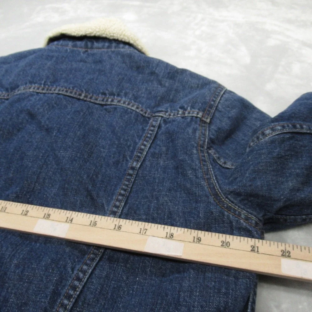 Levis Denim Jacket Mens Small Blue Sherpa Lined Insulated Button Front Trucker - Picture 10 of 13